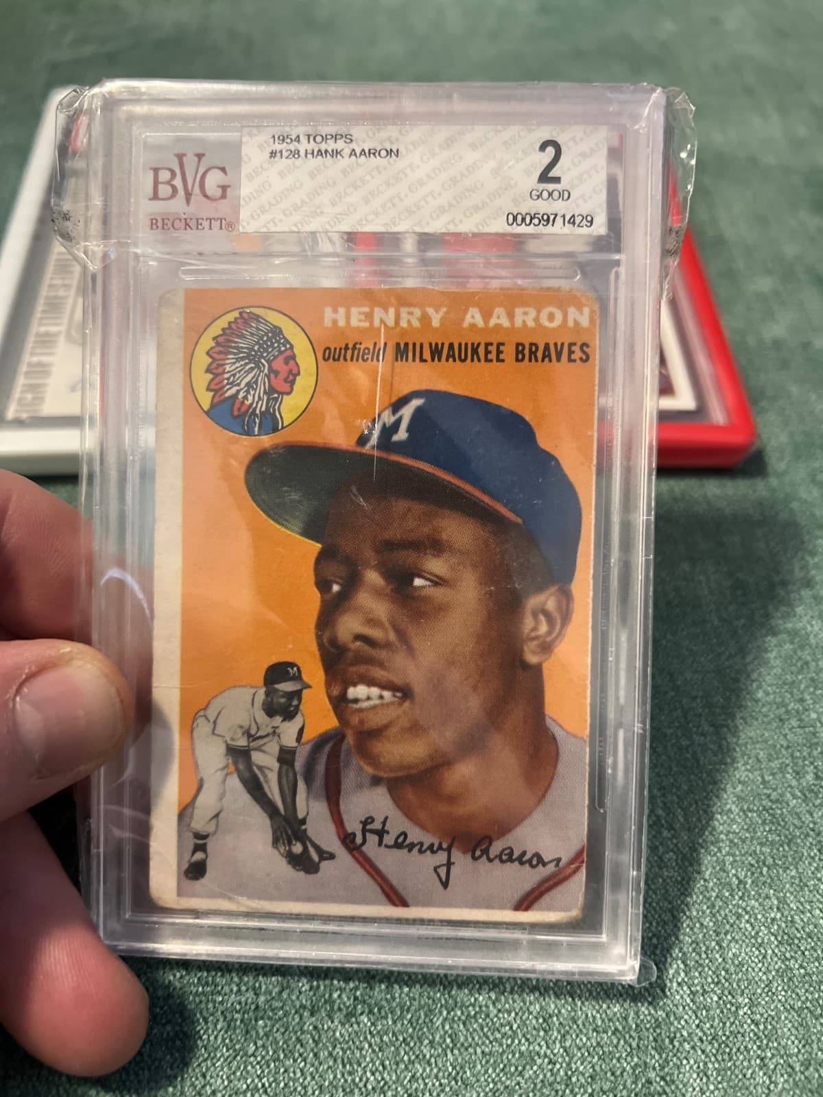 1954 TOPPS #128 HENRY HANK AARON RC ROOKIE BECKETT GRADING SERVICES 2