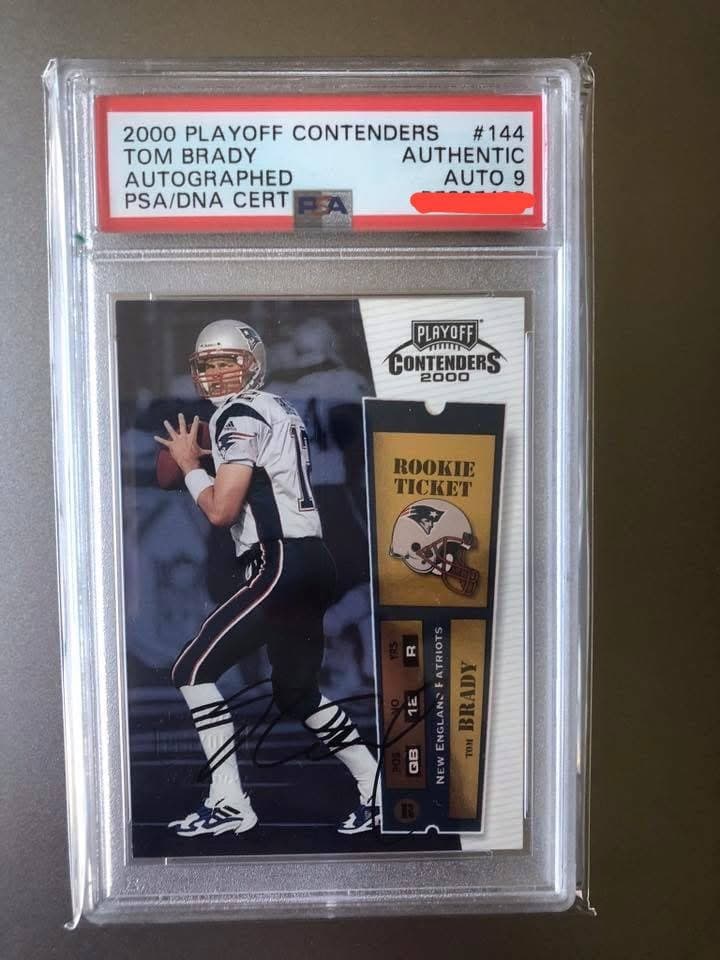 2000 Playoff Contenders #144 Tom Brady RC Rookie PSA Authentic PSA Auto 9 MINT