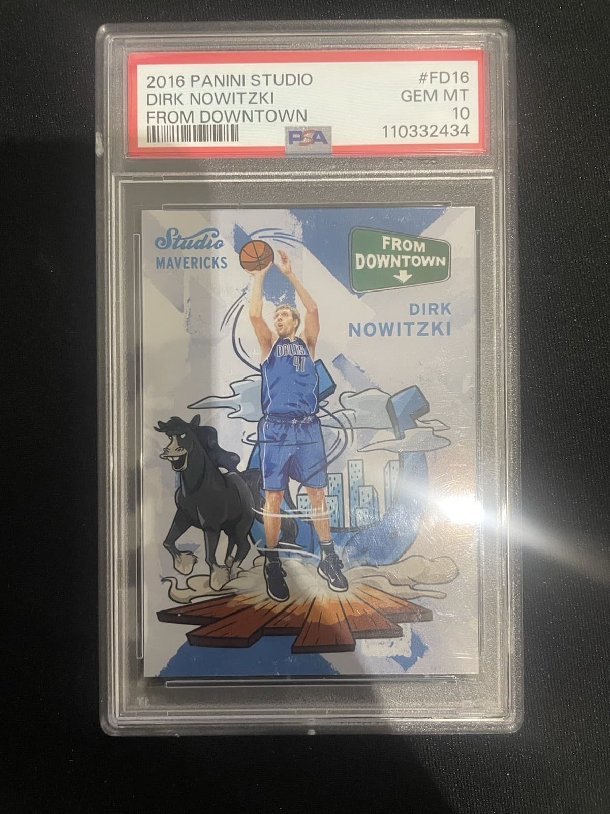 2016-17 Panini Studio #FD16 Dirk Nowitzki From Downtown SSP CASE HIT PSA 10