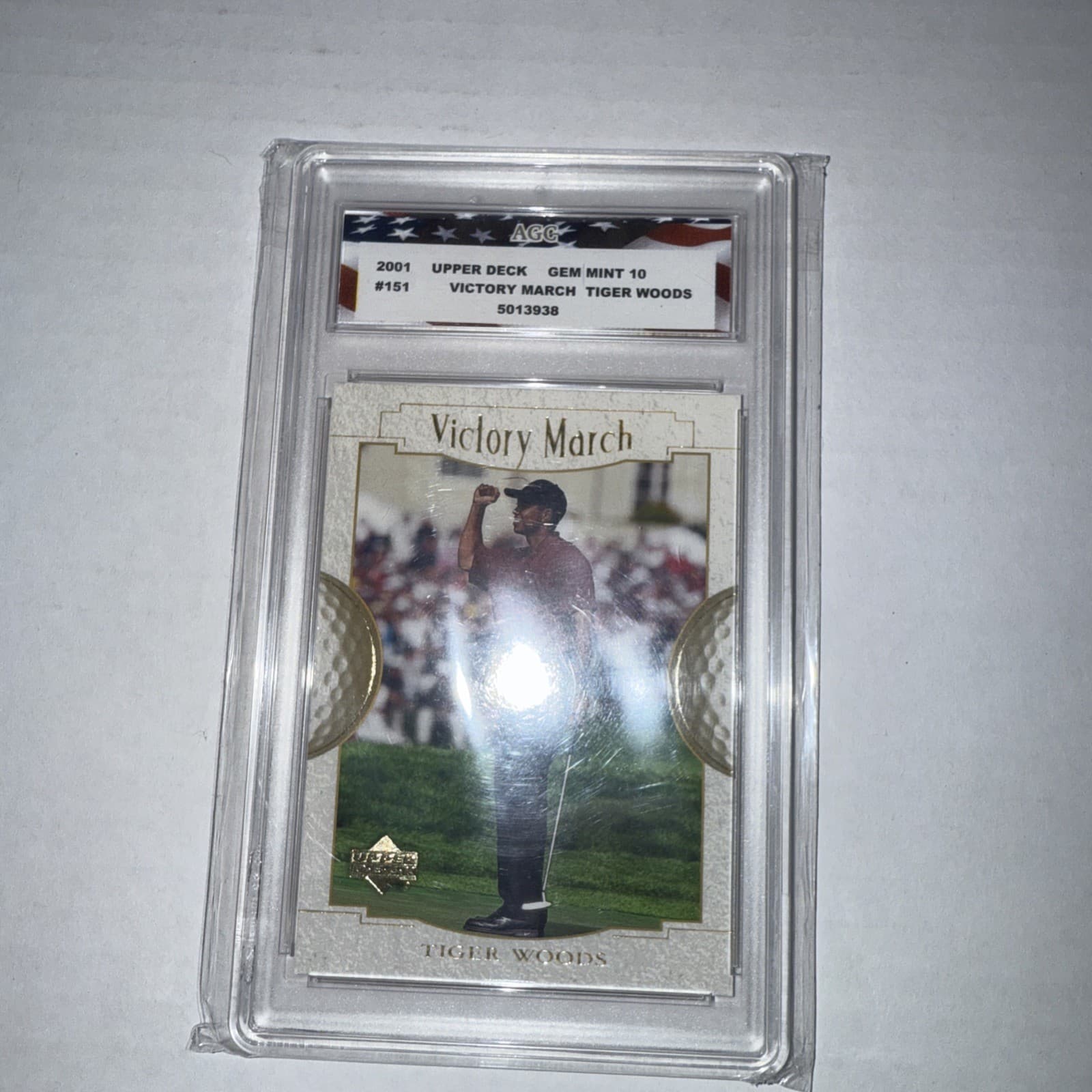 2001 Upper Deck Golf Victory March #151 Tiger Woods Rookie Card AGC 10 Gem Mint