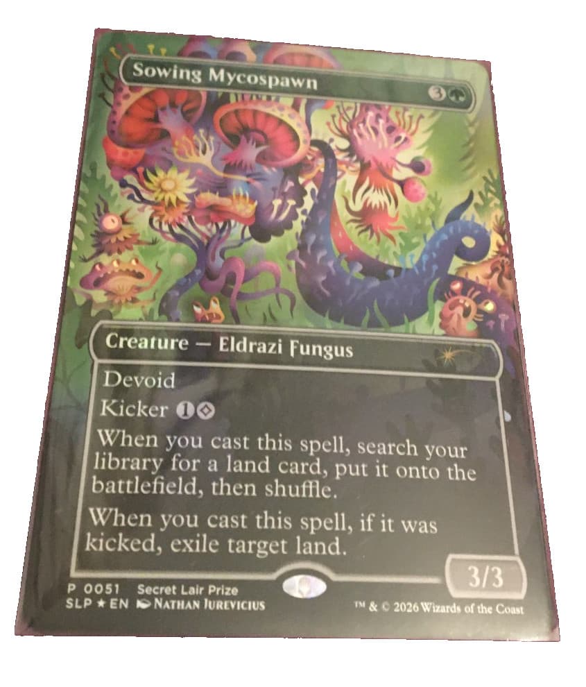 Magic The Gathering Sowing Mycospawn Borderless Foil Rare 0051 Secret Lair Prize