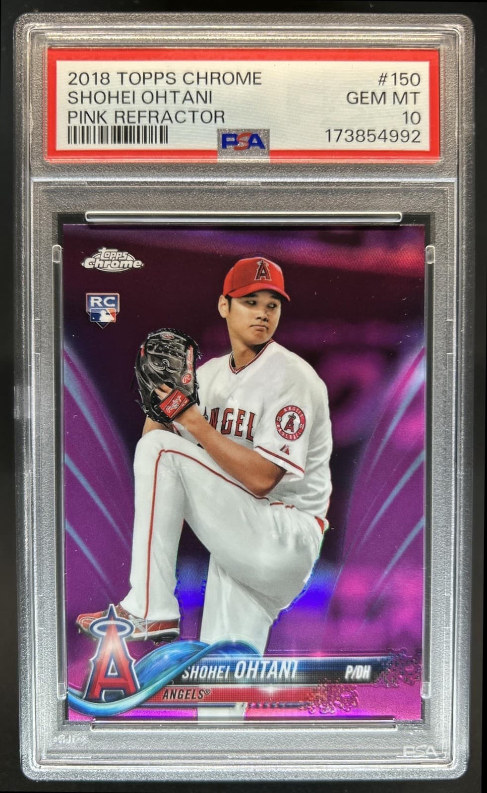 2018 Topps Chrome Shohei Ohtani RC Pink Refractor Rookie #150 Angels PSA 10