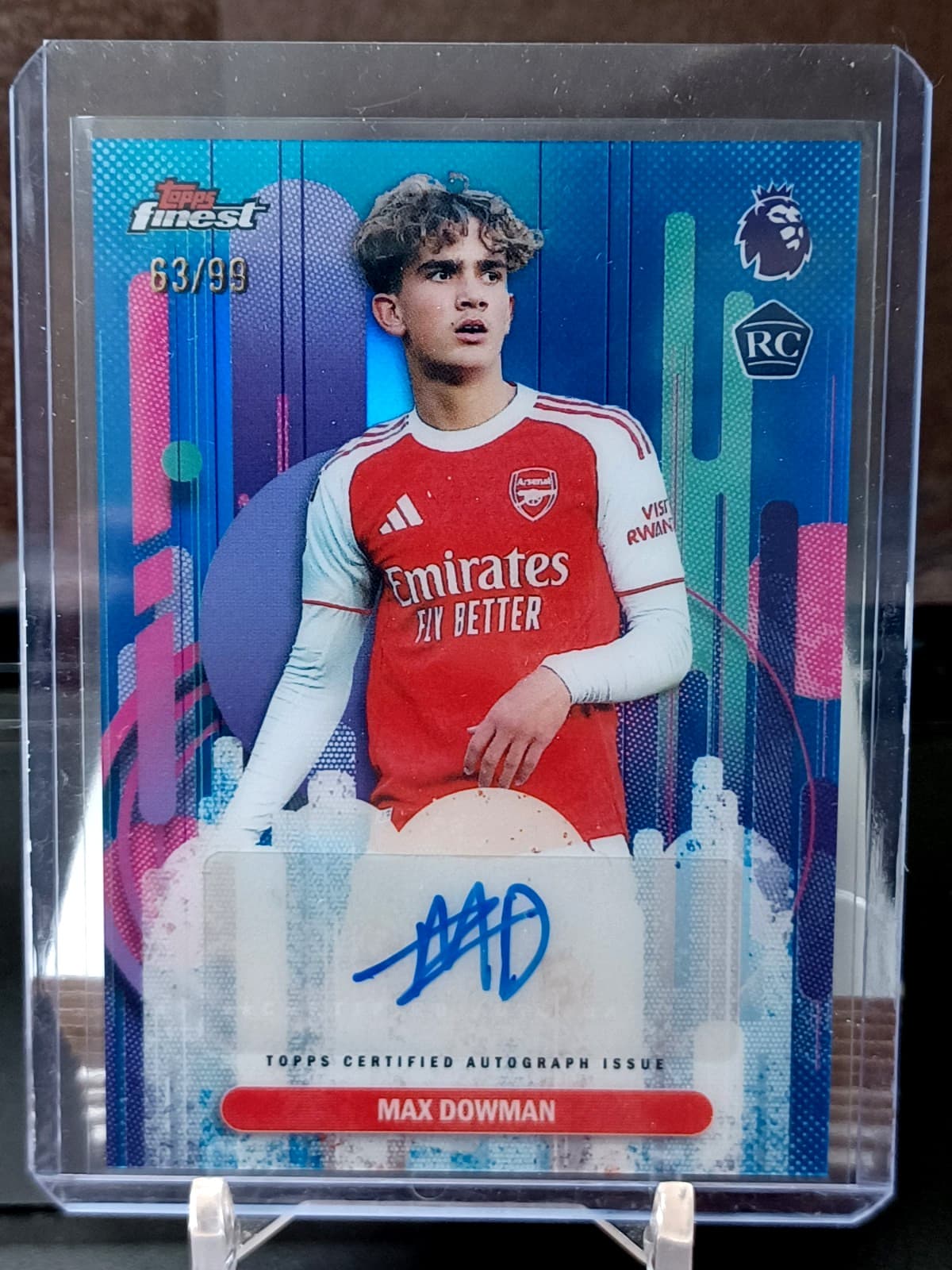 Max Dowman RC ROOKIE Auto Blue Refractor #63/99 Arsenal - 2026 Topps Finest