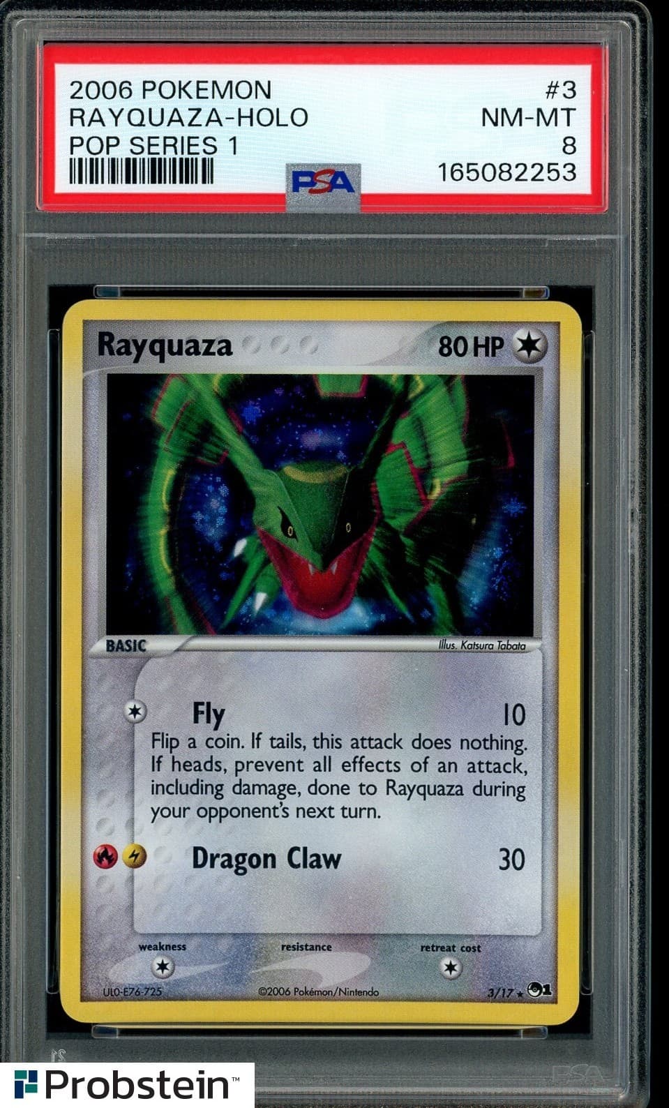 2006 Pokemon Pop Series 1 #3 Rayquaza-Holo Psa 8 New Cert