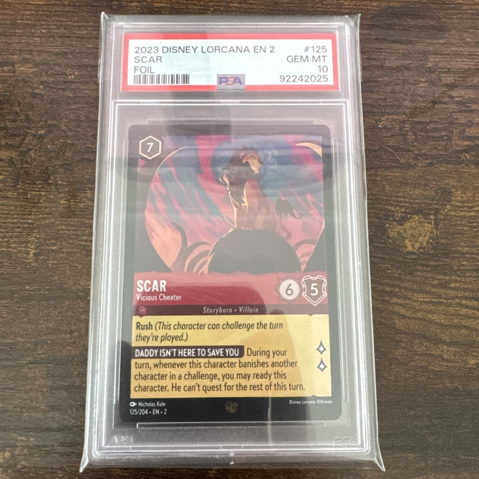 2023 Disney Lorcana Scar Legendary 125/204 ColdFoil Rise of the Floodborn PSA 10