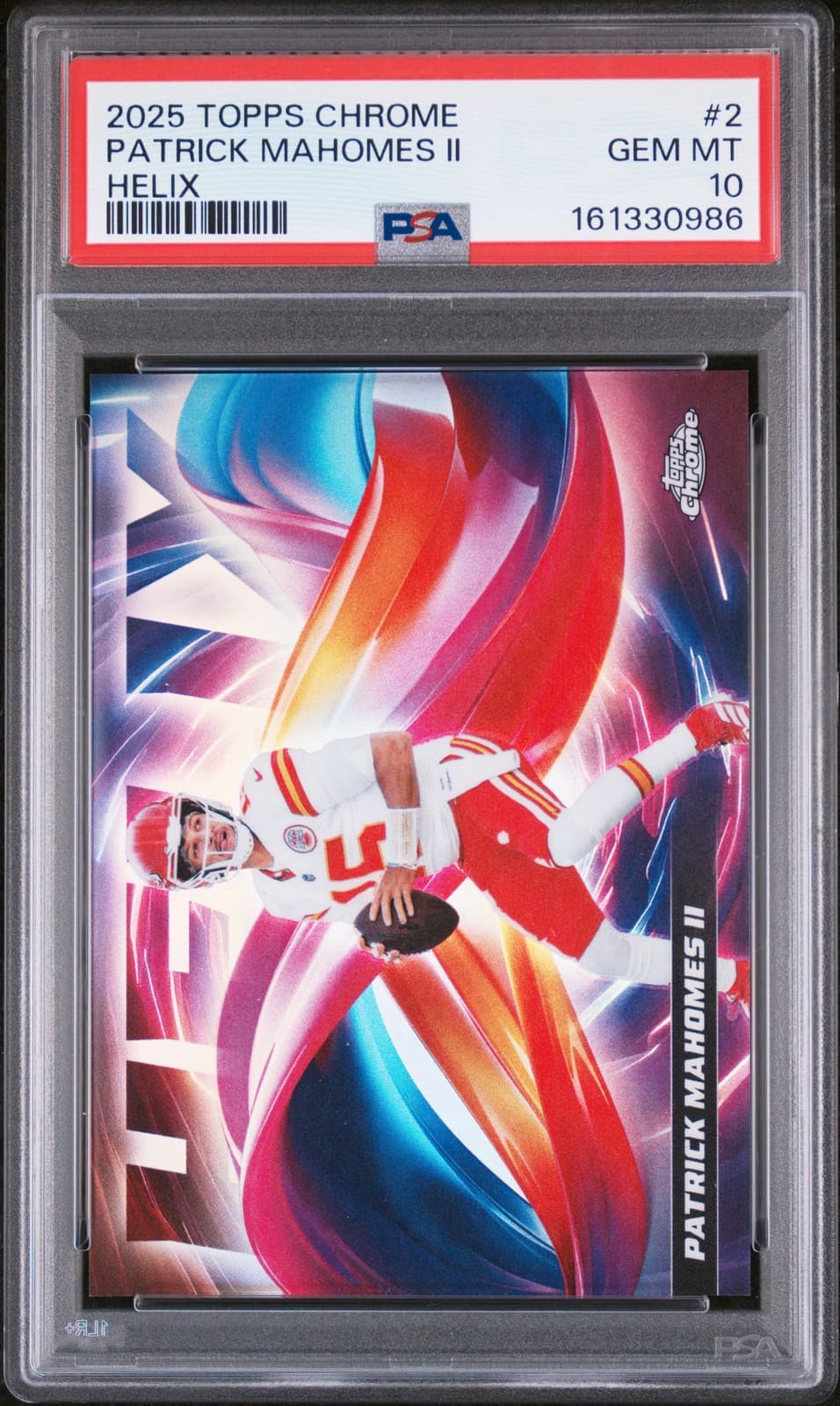 2025 TOPPS CHROME HELIX #2 PATRICK MAHOMES II PSA 10