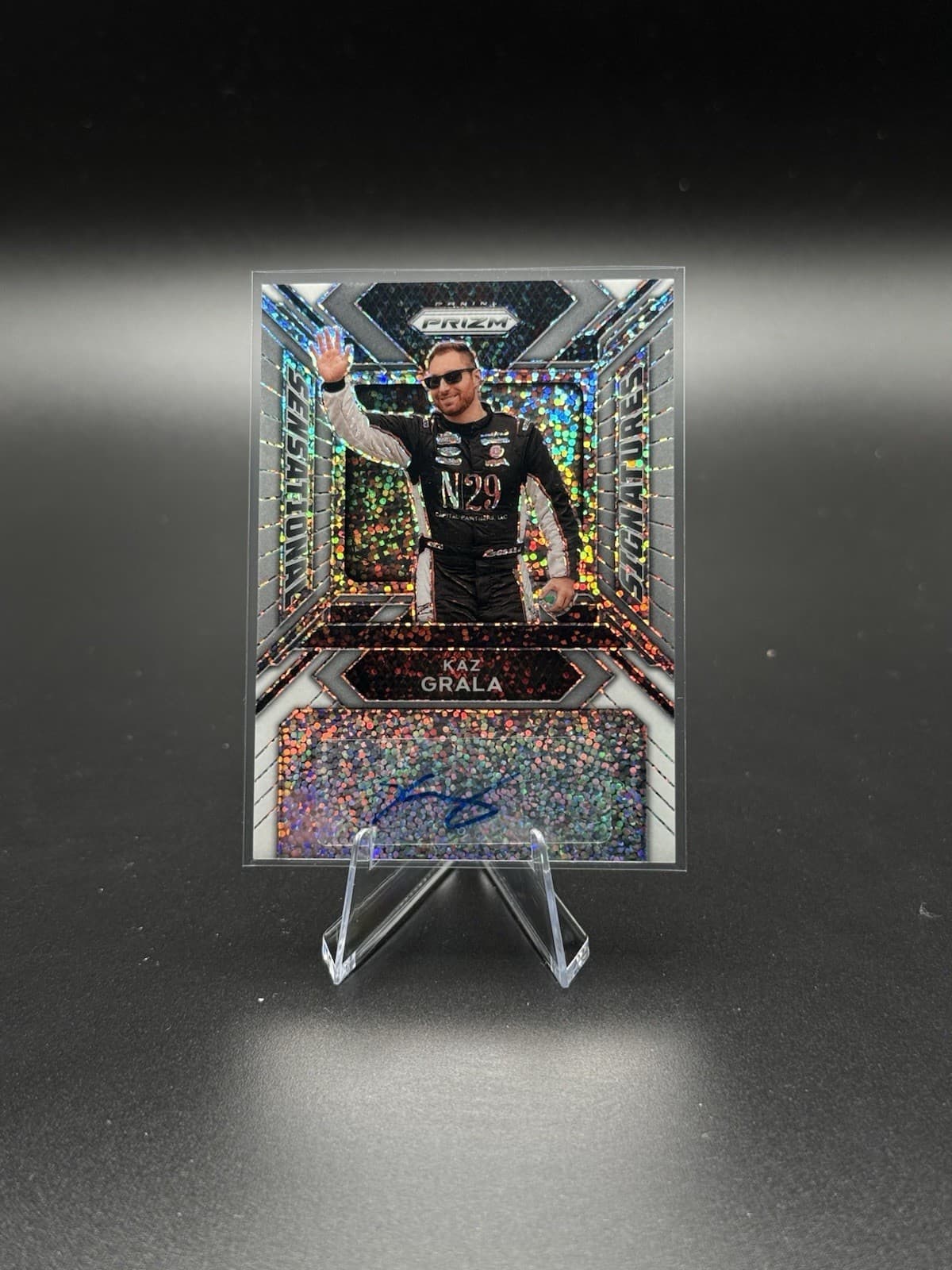 2024 Panini Prizm (NT) NASCAR Racing Kaz Grala WHITE SPARKLE #1/1 AUTO