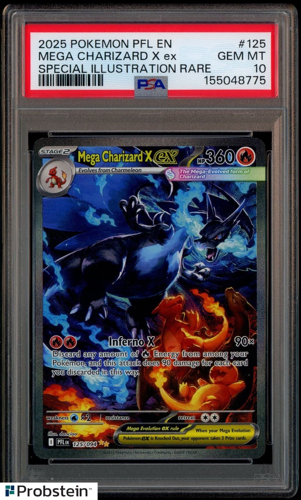 2025 POKEMON PFL EN-PHANTASMAL FLAMES #125 MEGA CHARIZARD X EX PSA 10 GEM MINT