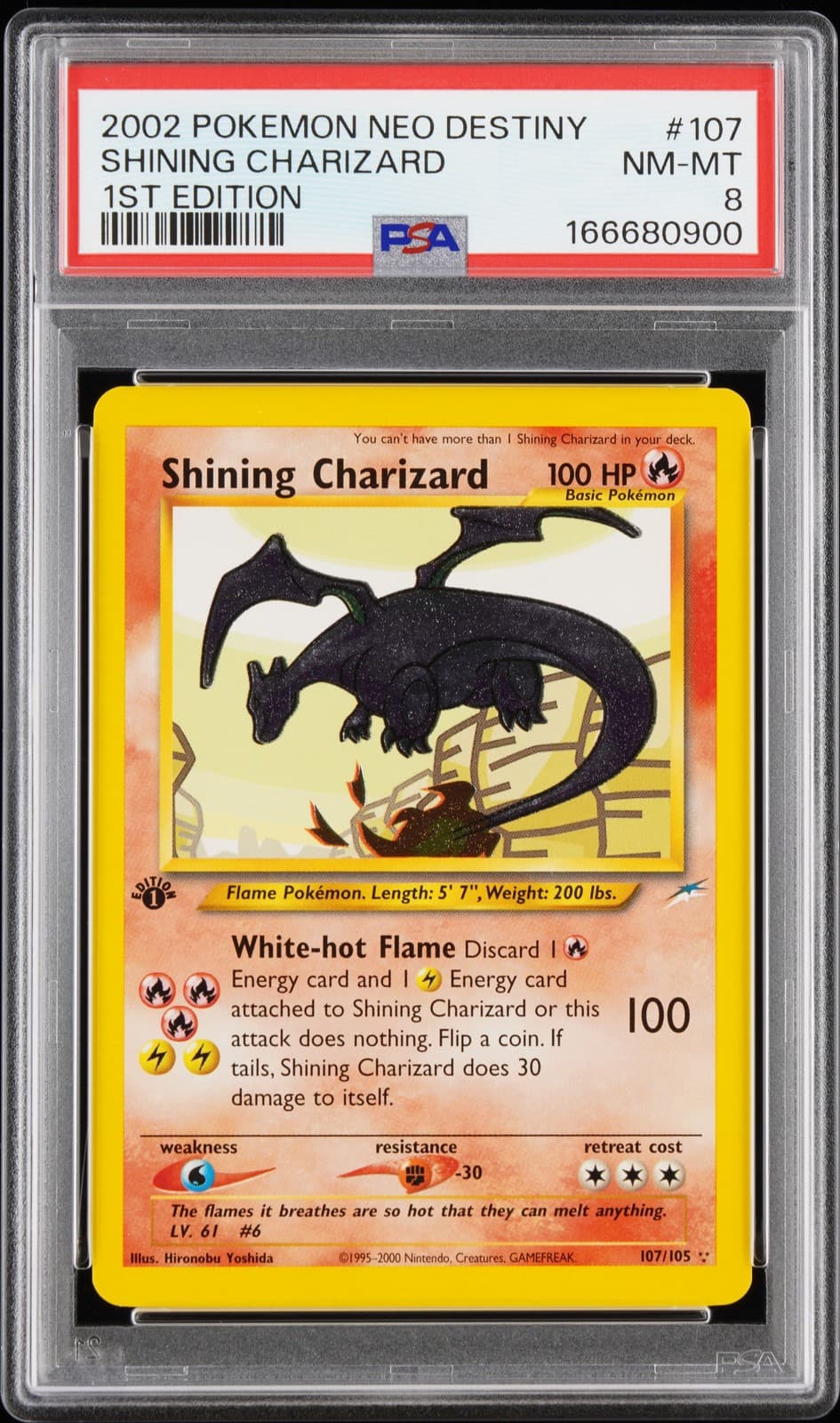 2002 POKEMON NEO DESTINY 1ST EDITION #107 SHINING CHARIZARD PSA 8