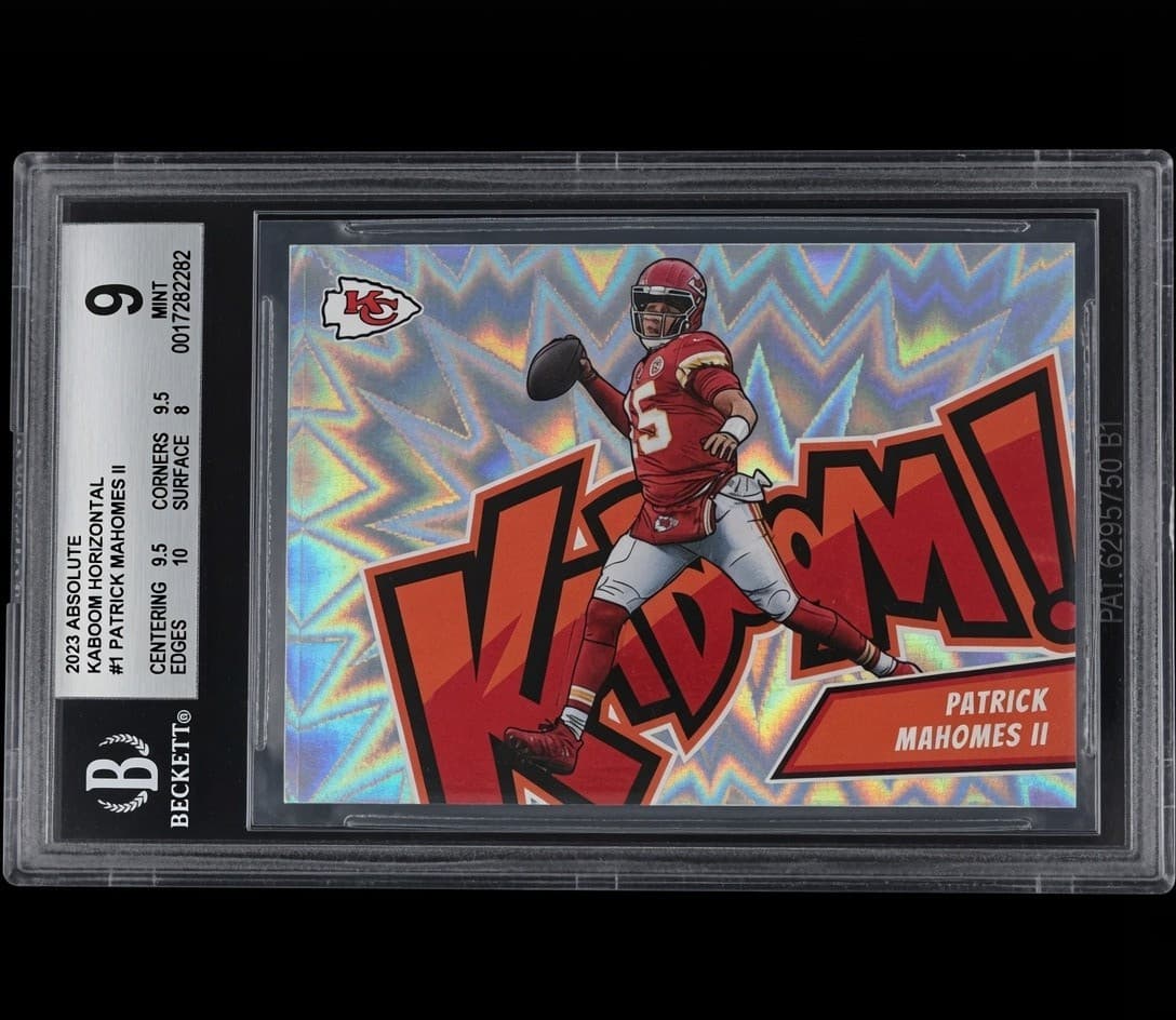 Panini 2023 Absolute Patrick Mahomes II Chiefs Kaboom! Horizontal #1 BGS 9