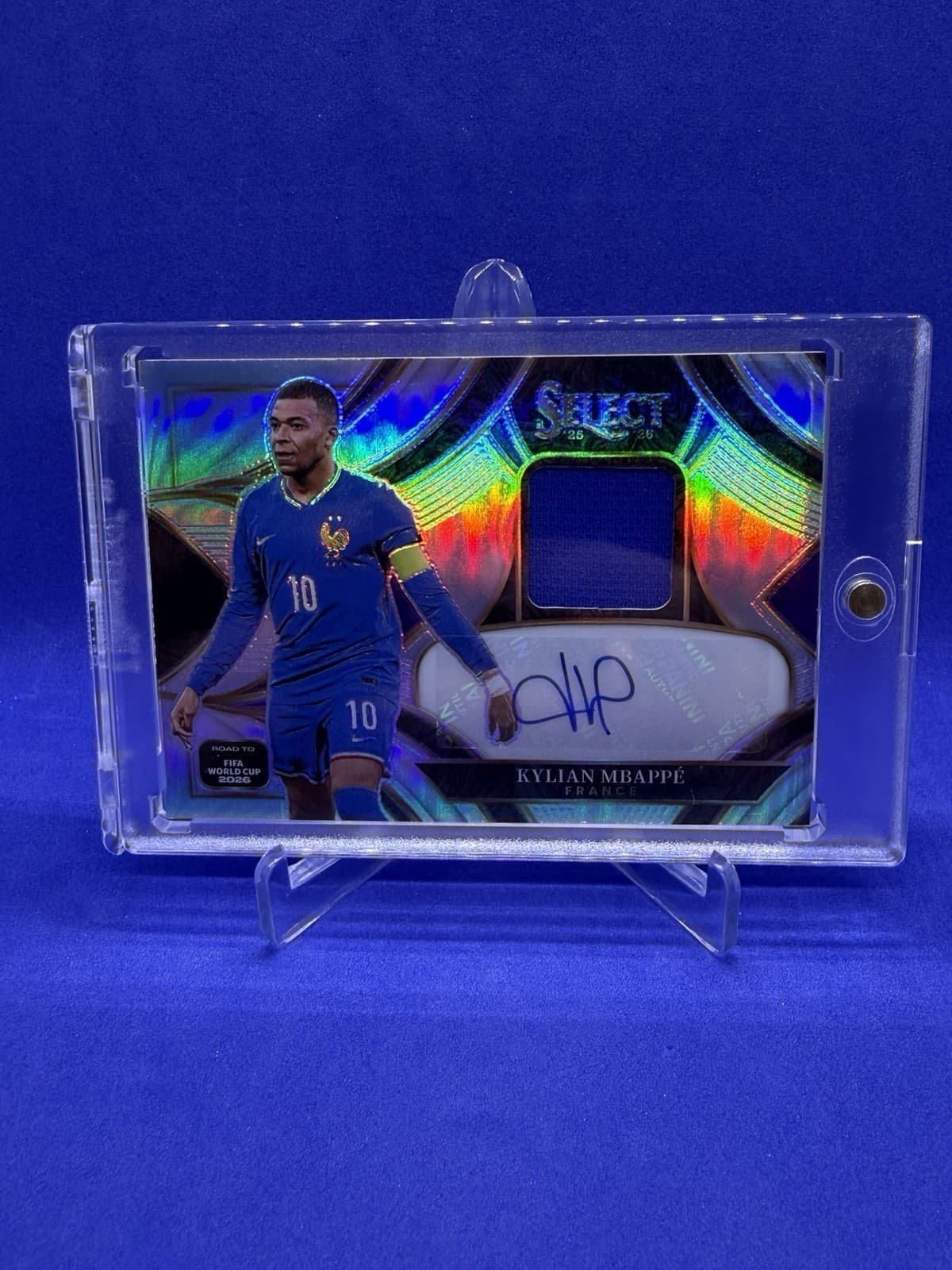 2025-26 Panini Select FIFA World Cup Prizm Kylian Mbappe Silver Patch Auto Nice!
