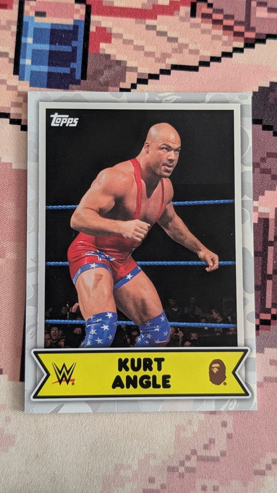 2025 Topps WWE x BAPE Wrestling Kurt Angle #18 White Camo Foil