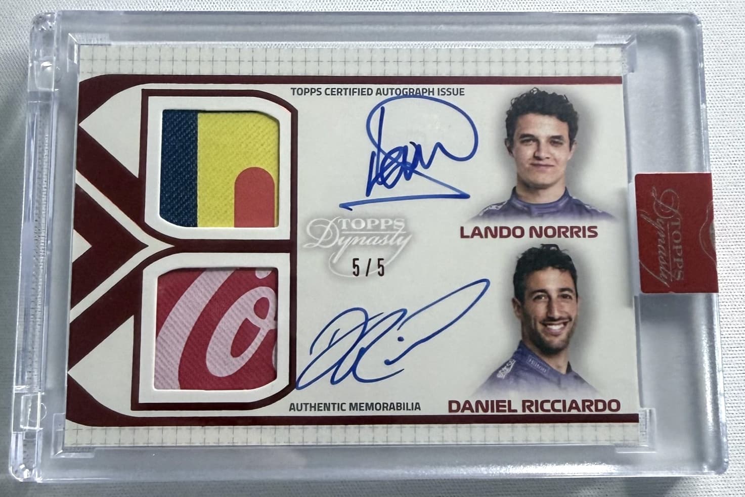 2021 Topps Dynasty F1 Norris Ricciardo Constructor Dual Relic Auto 5/5 #CDAR-DR