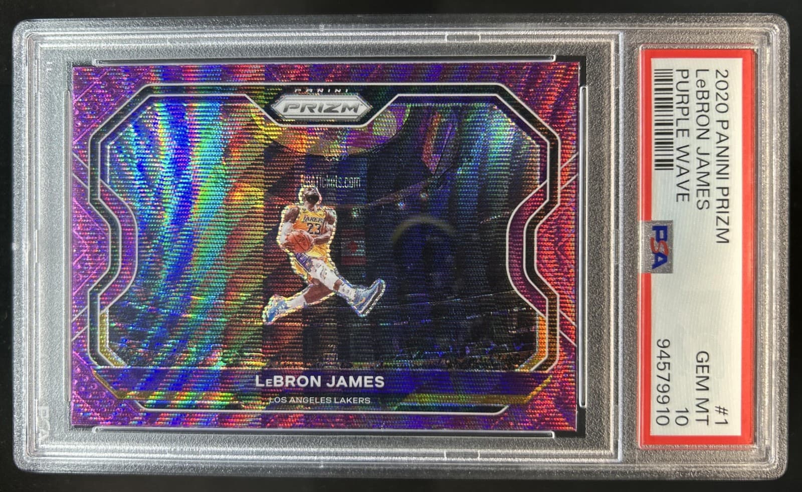 2020-21 Panini Prizm LeBron James Purple Wave Prizm #1 Lakers PSA 10 GEM MINT