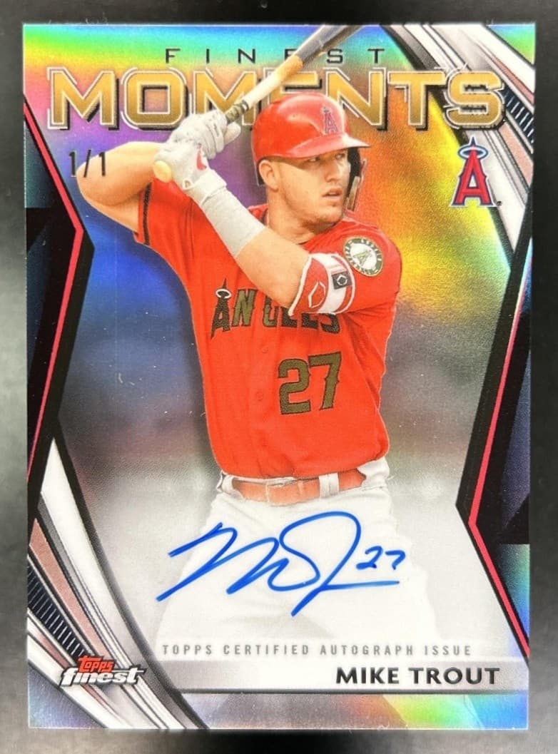 2021 Topps Finest Mike Trout Moments Auto Autograph SuperFractor #1/1 Angels