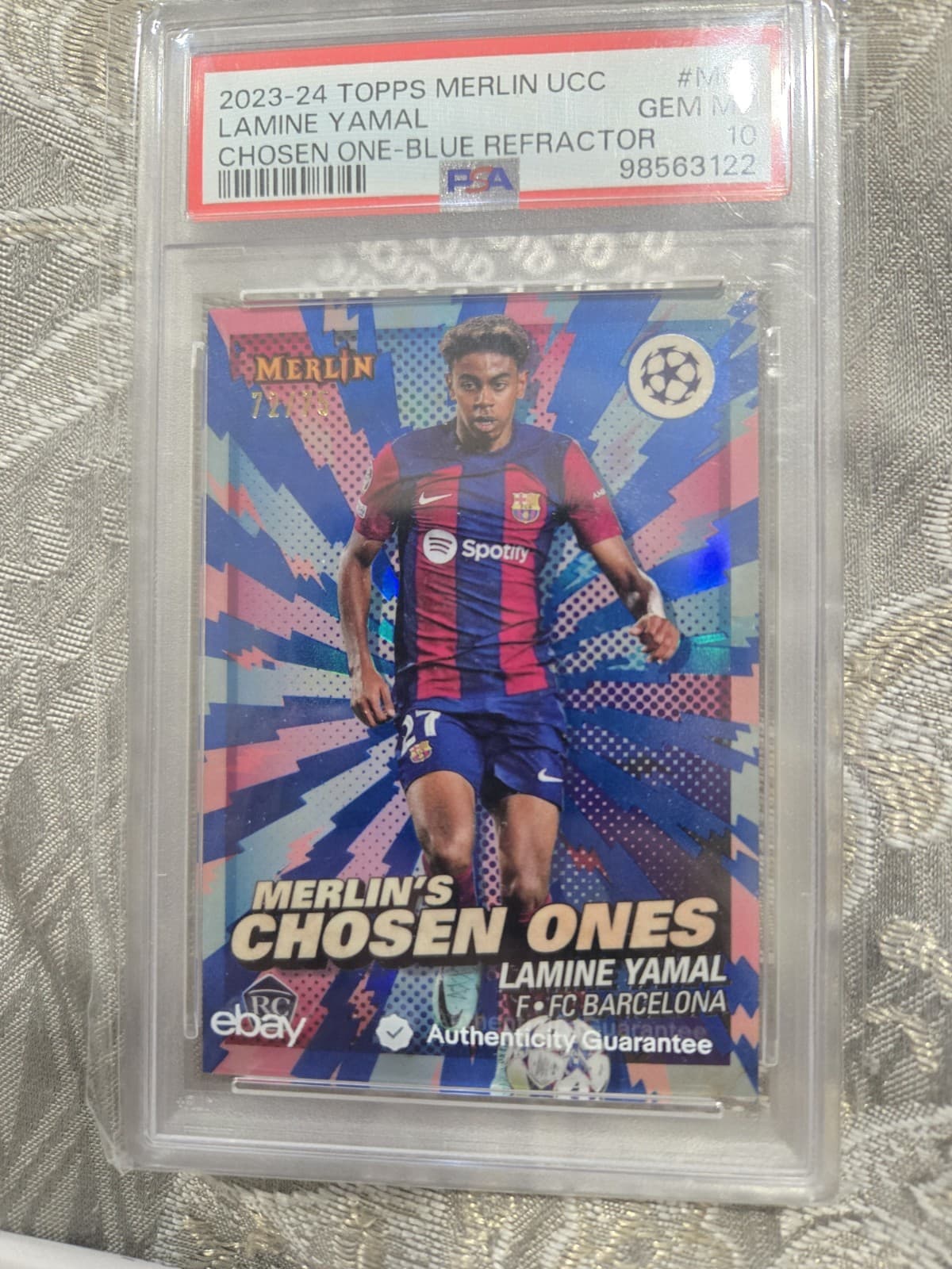 2023-24 Topps Merlin Uefa Club  -Merlin's Chosen Ones Lamine Yamal RC /75 Psa 10