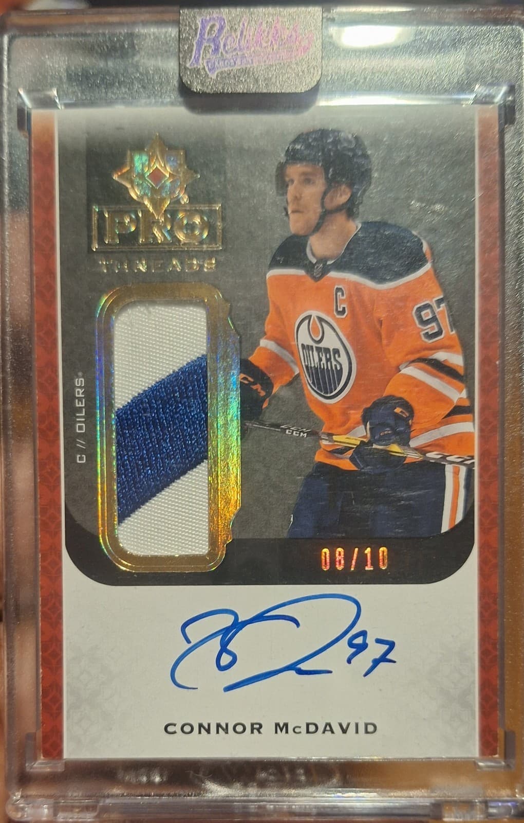 2019 UD Pro Threads Connor McDavid Patch on card Auto 8/10 Game worn