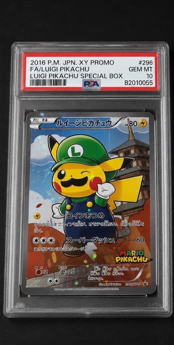 2016 POKEMON JAPANESE XY PROMO #296 FULL ART/LUIGI PIKACHU PSA 10