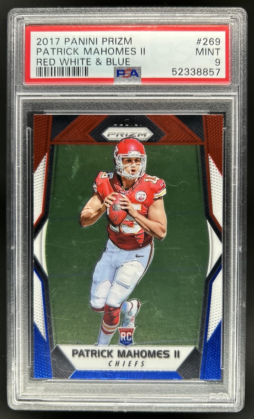2017 Panini Prizm Patrick Mahomes II Red, White and Blue RC #269 Chiefs PSA 9