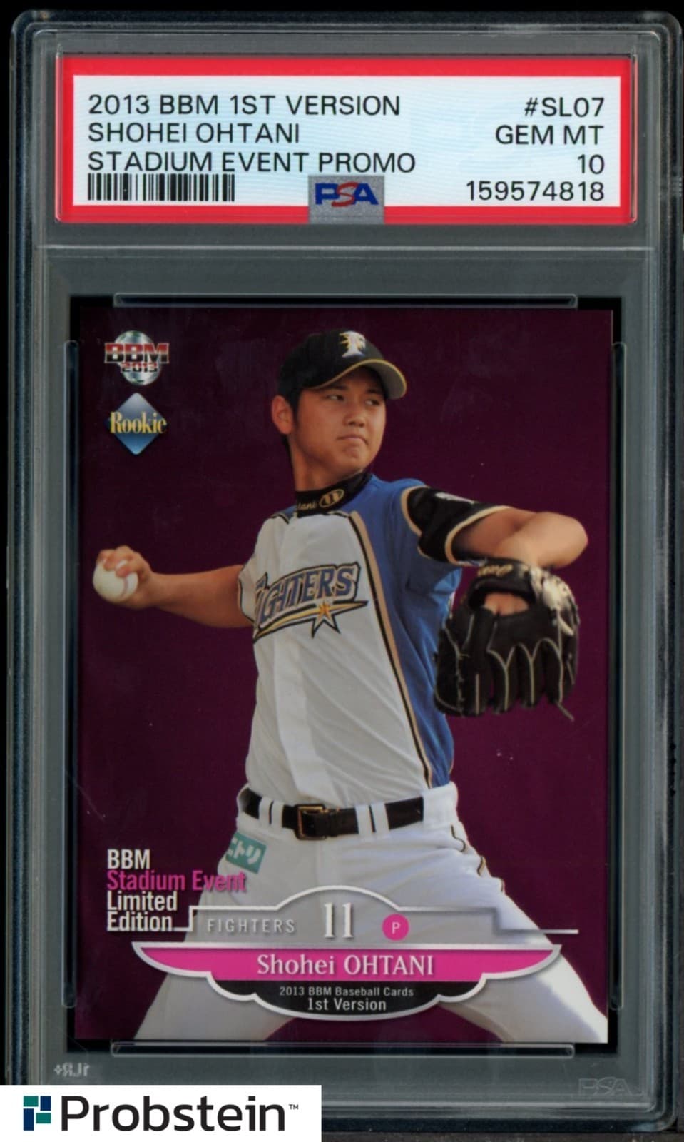 2013 BBM 1st Version Stadium Event Promo #SL07 Shohei Ohtani RC Rookie PSA 10