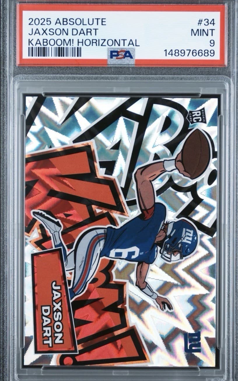 💥2025 NFL Absolute - KABOOM! Jaxson Dart #34 *Gem Mint PSA 9* (RC) Horizontal