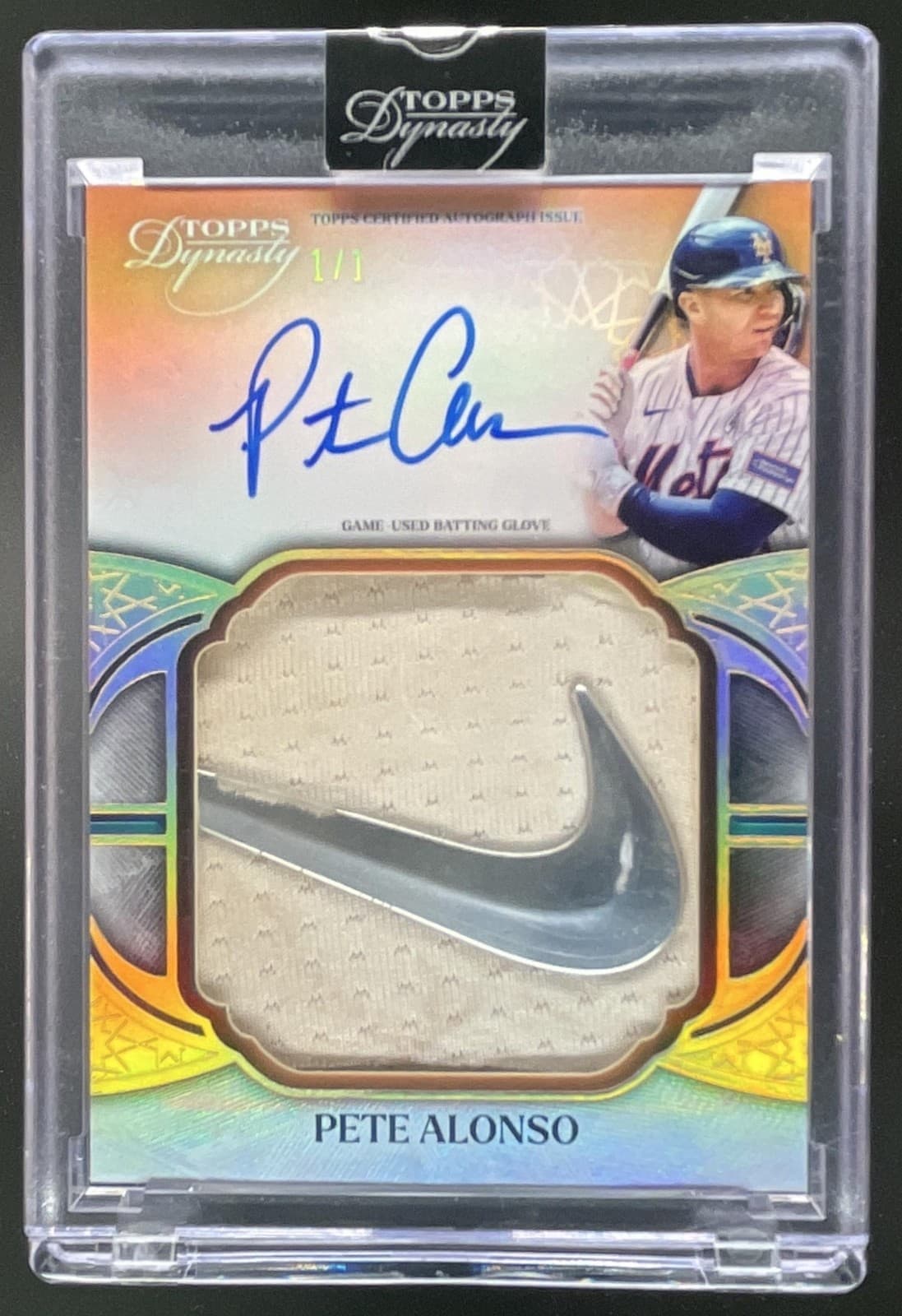 2025 Topps Dynasty Pete Alonso Auto Batting Glove Jumbo Logo Variation #1/1 Mets