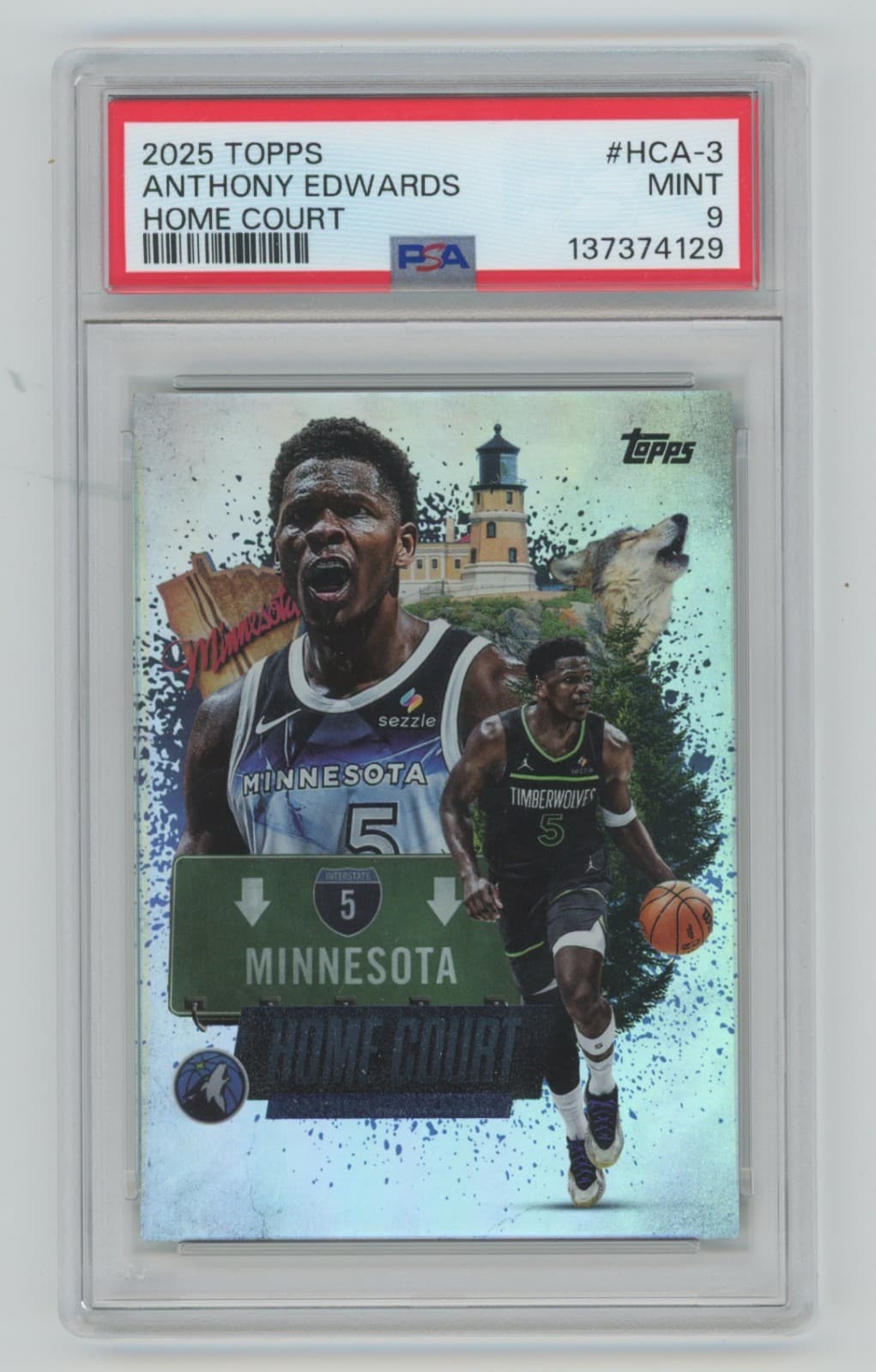PSA 9 ANTHONY EDWARDS 2025-26 Topps #HCA-3 HOME COURT ADVANTAGE SSP CASE HIT!!