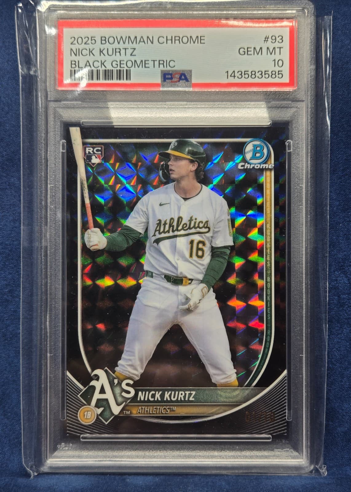 2025 Nick Kurtz Bowman Chrome Blck. Geo. #1/10 PSA 10