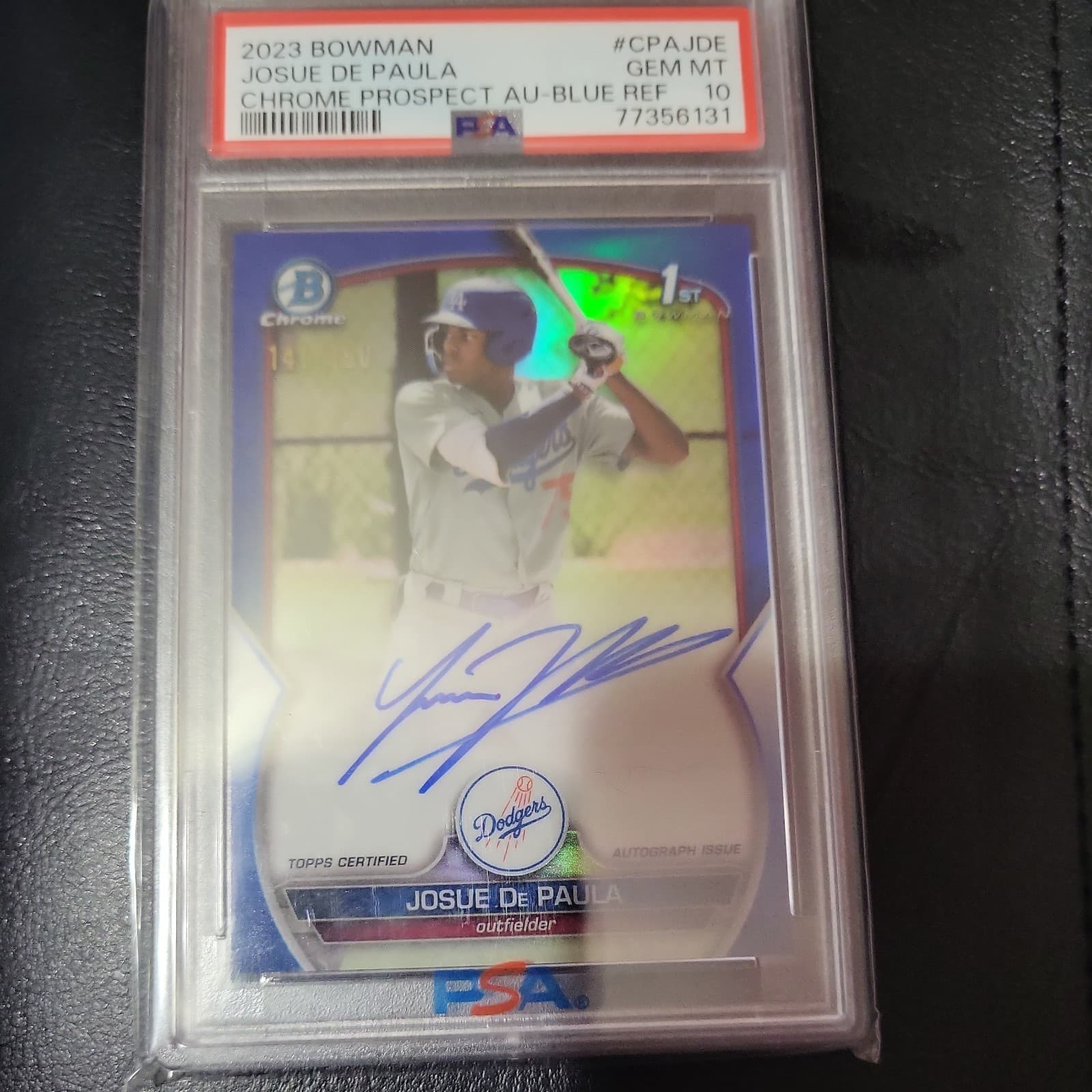 2023 Bowman Chrome Prospect Auto Josue De Paula #CPA-JDE Blue /150 PSA 10