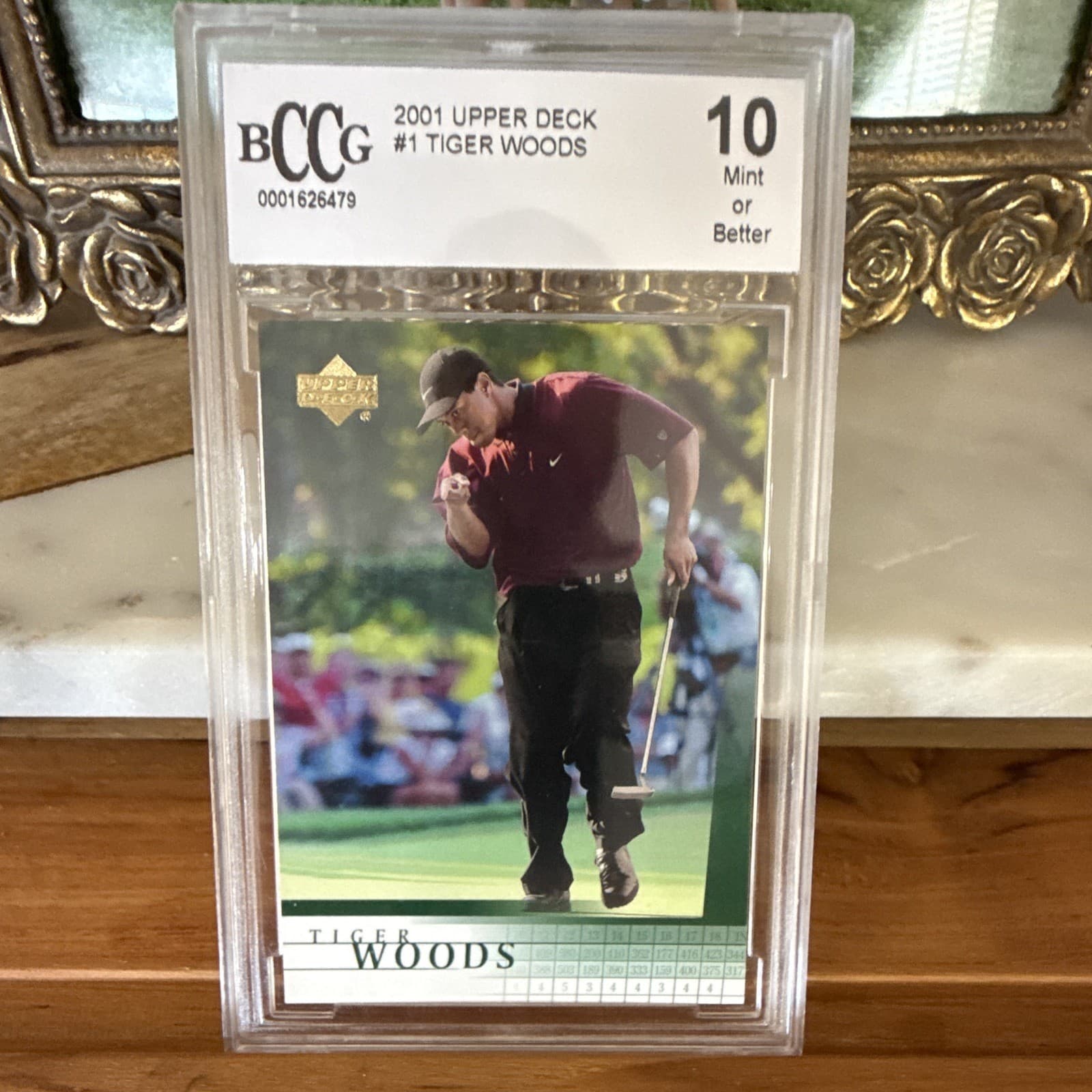Upper Deck 2001 Tiger Woods #1 Rookie Base Set Golf Card BCCG 10 Graded