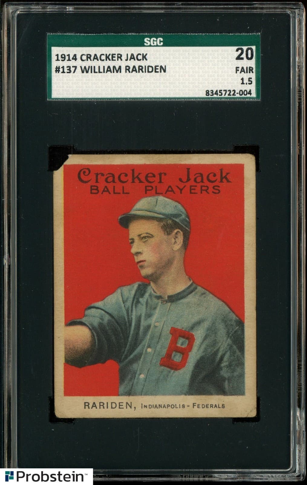 1914 Cracker Jack #137 William Rariden SGC 1.5