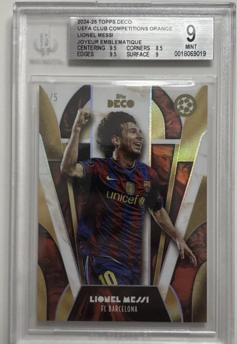 Lionel Messi 1/5 First Print Fc Barcelona Topps Deco 2024/25 Bgs 9 Grade