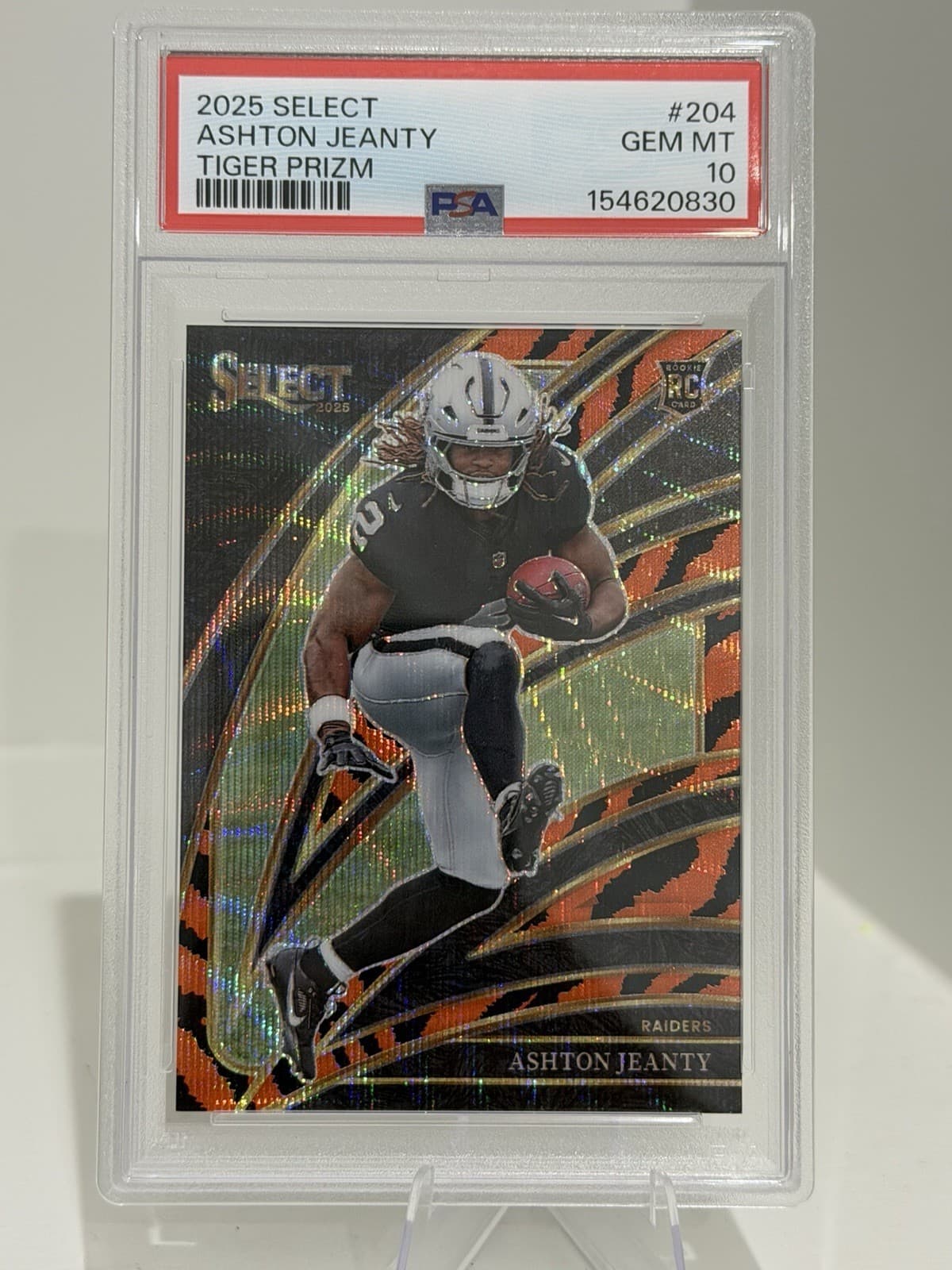 2025 Select Ashton Jeanty Club Level #204 Tiger Prizm PSA 10