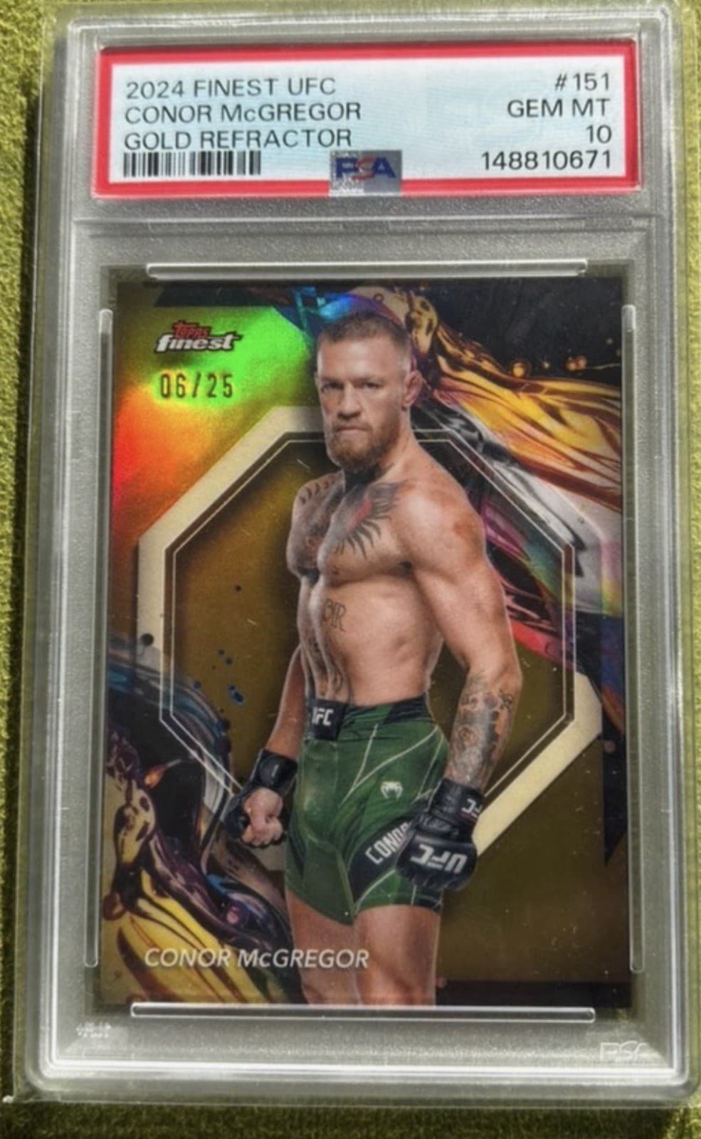 2024 Topps Finest Ufc Gold Refractor #151 Connor Mcgregor 06/25 Psa 10