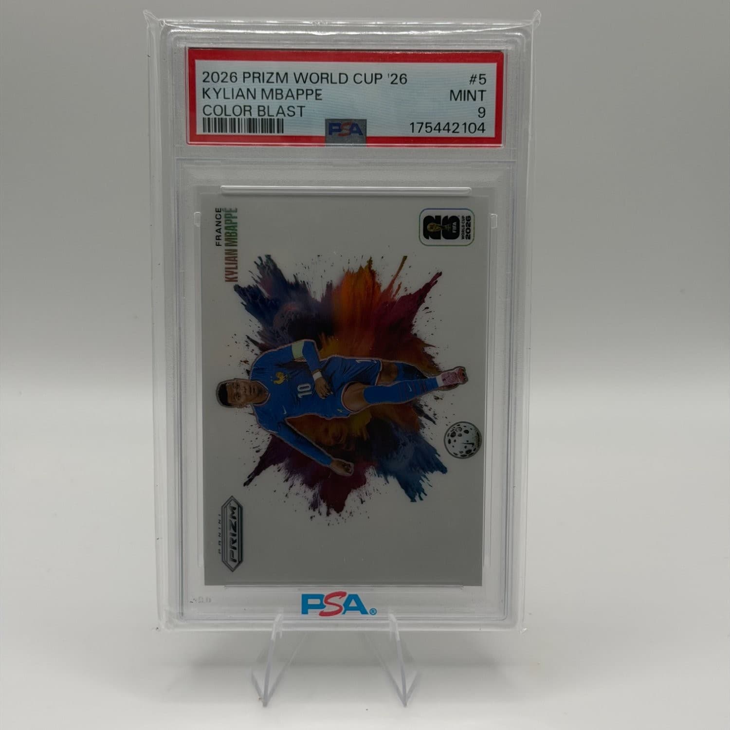 Kylian Mbappe 2026 Panini Prizm World Cup Color Blast Ssp #5 France Psa 9 Q5939