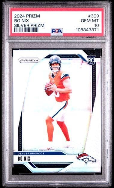2024 Panini Prizm Bo Nix Silver Prizm Rookie #309 PSA 10