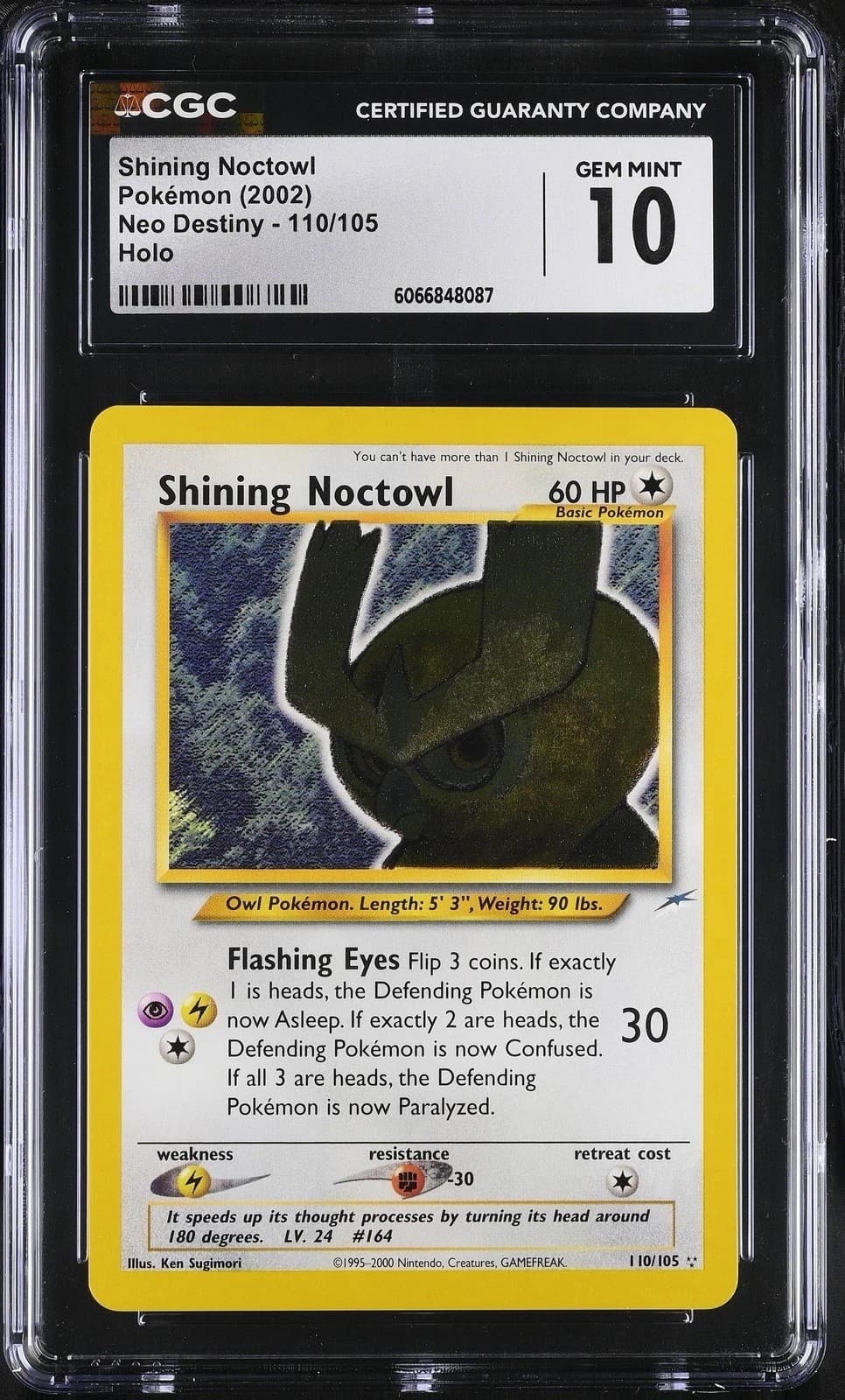 CGC 10 1st Edition Shining Noctowl Holo 110/105 Neo Destiny Pokemon 2002