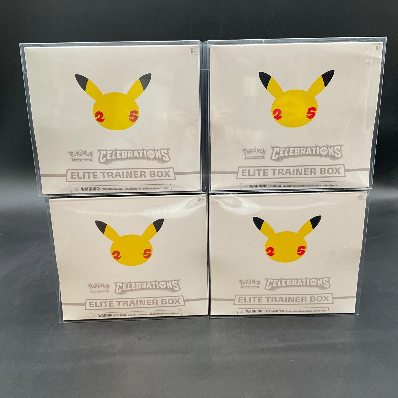 Lot of (4) Pokemon TCG Celebrations Elite Trainer Boxes SEALED with Protector