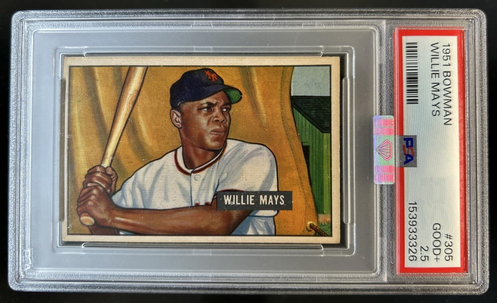 1951 Bowman Willie Mays Rookie RC #305 Giants PSA 2.5 MBA Silver Diamond