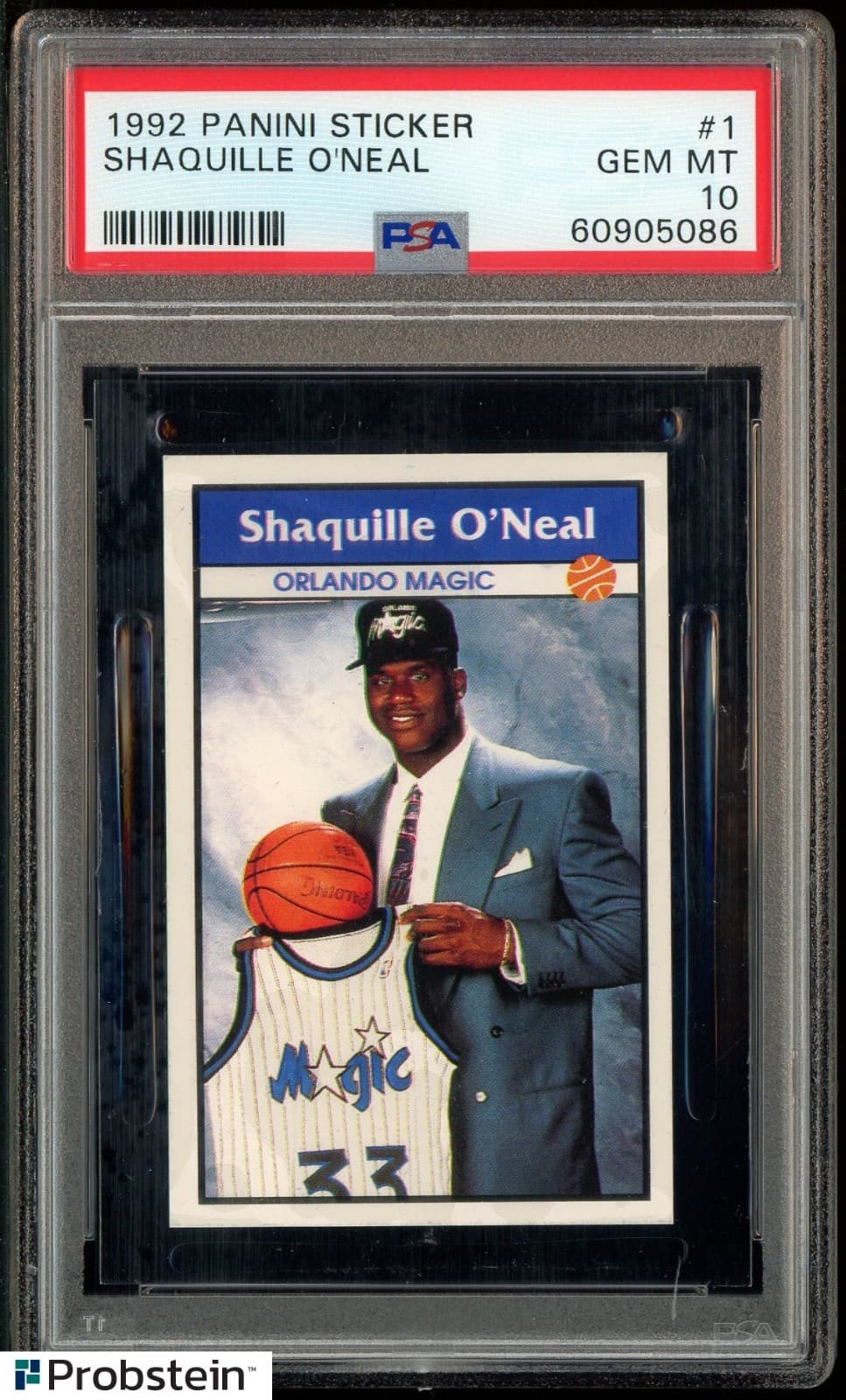 1992-93 Panini Sticker #1 Shaquille O'Neal RC Rookie HOF PSA 10 RARE POP 13