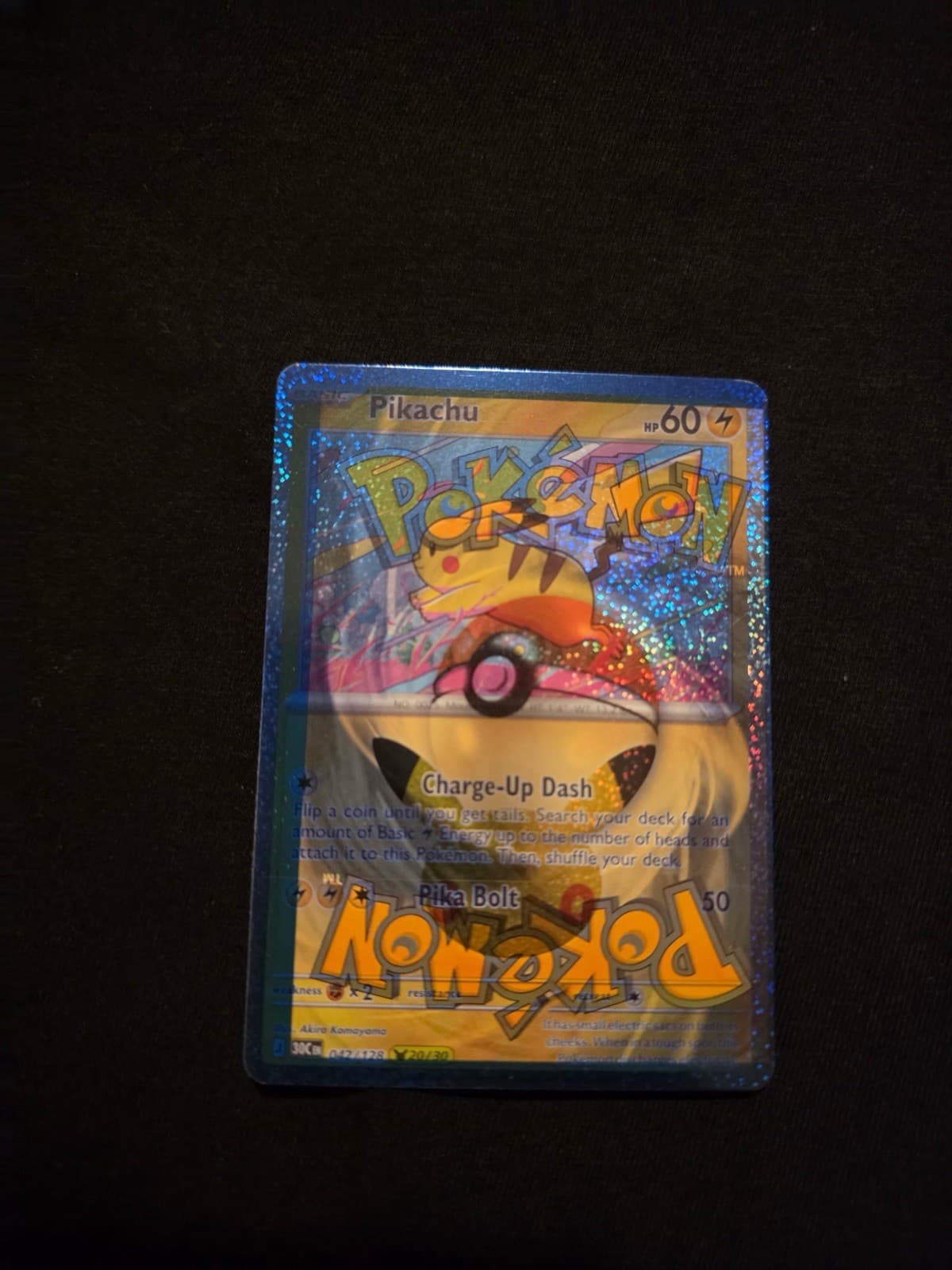 Double Print Error Blank Back Misprint Pokemon 30th Pikachu Akira Komayama RARE!