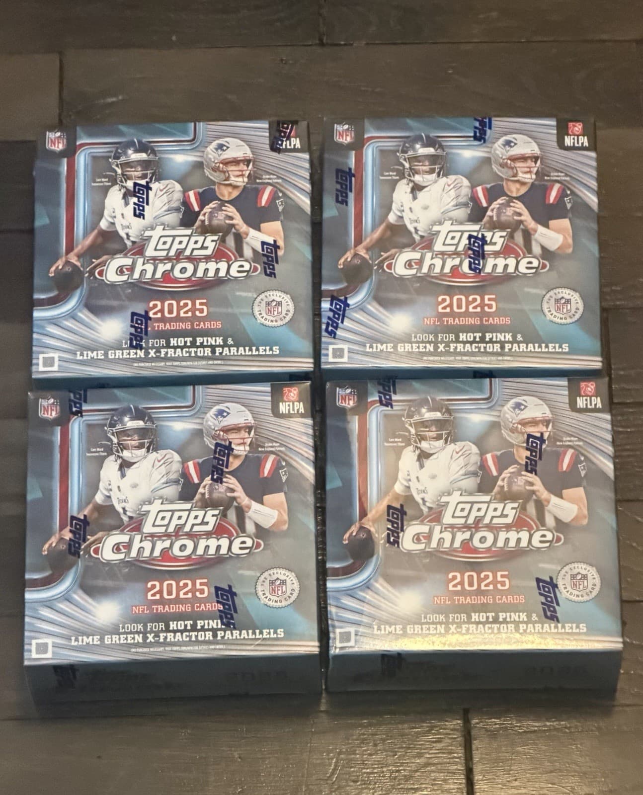 QTY: 4 🔥 2025 TOPPS CHROME MEGA BOX NFL FOOTBALL (42 Cards) Factory Sealed 🔥