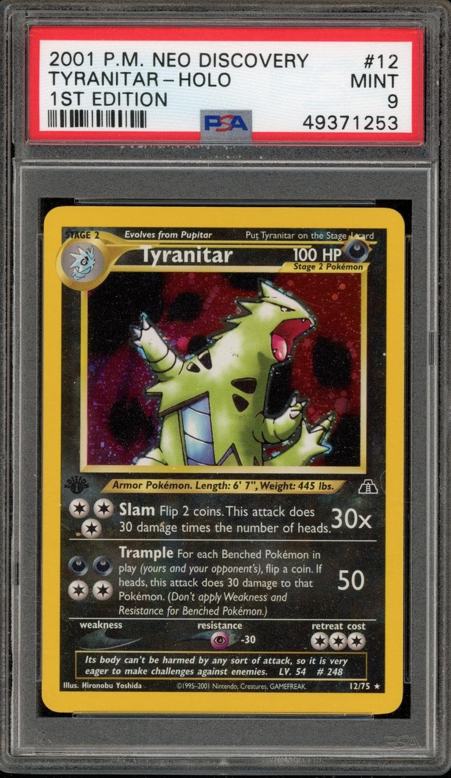 Pokemon Tyranitar Holo Neo Discovery 12/75 1st Edition PSA 9 Mint