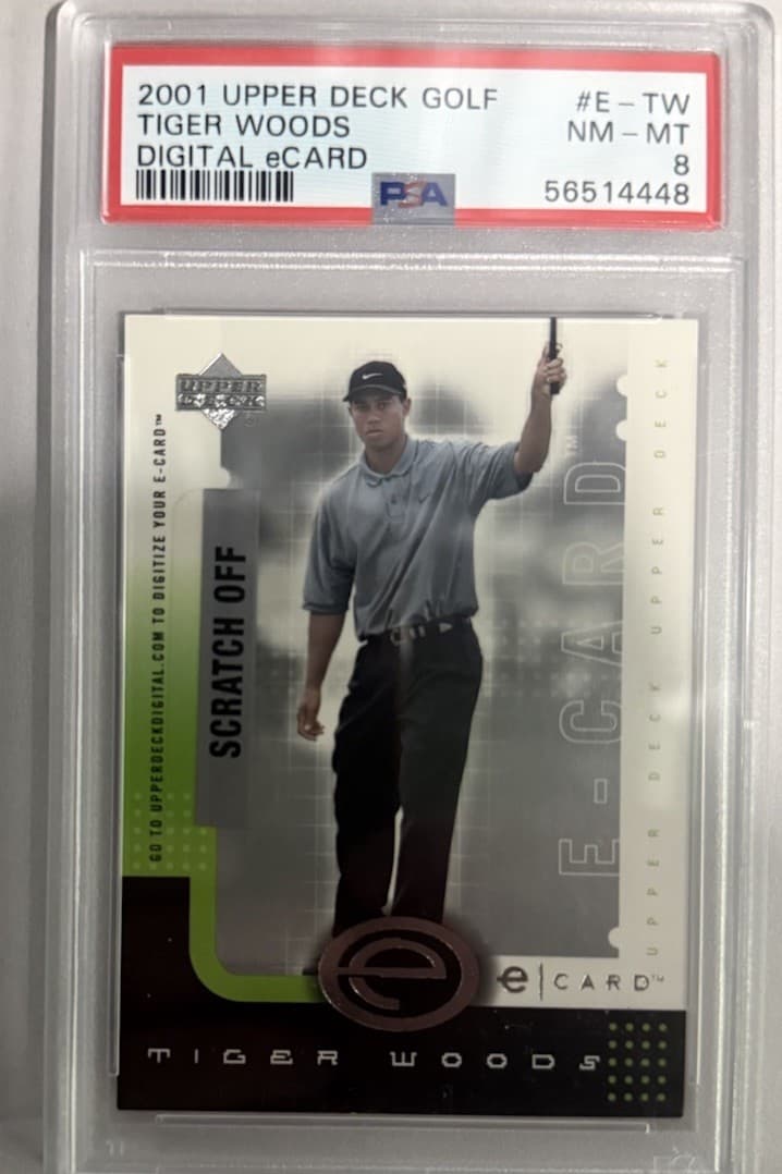 2001 UPPER DECK GOLF #E-TW TIGER WOODS ROOKIE PSA 8 DIGITAL eCARD