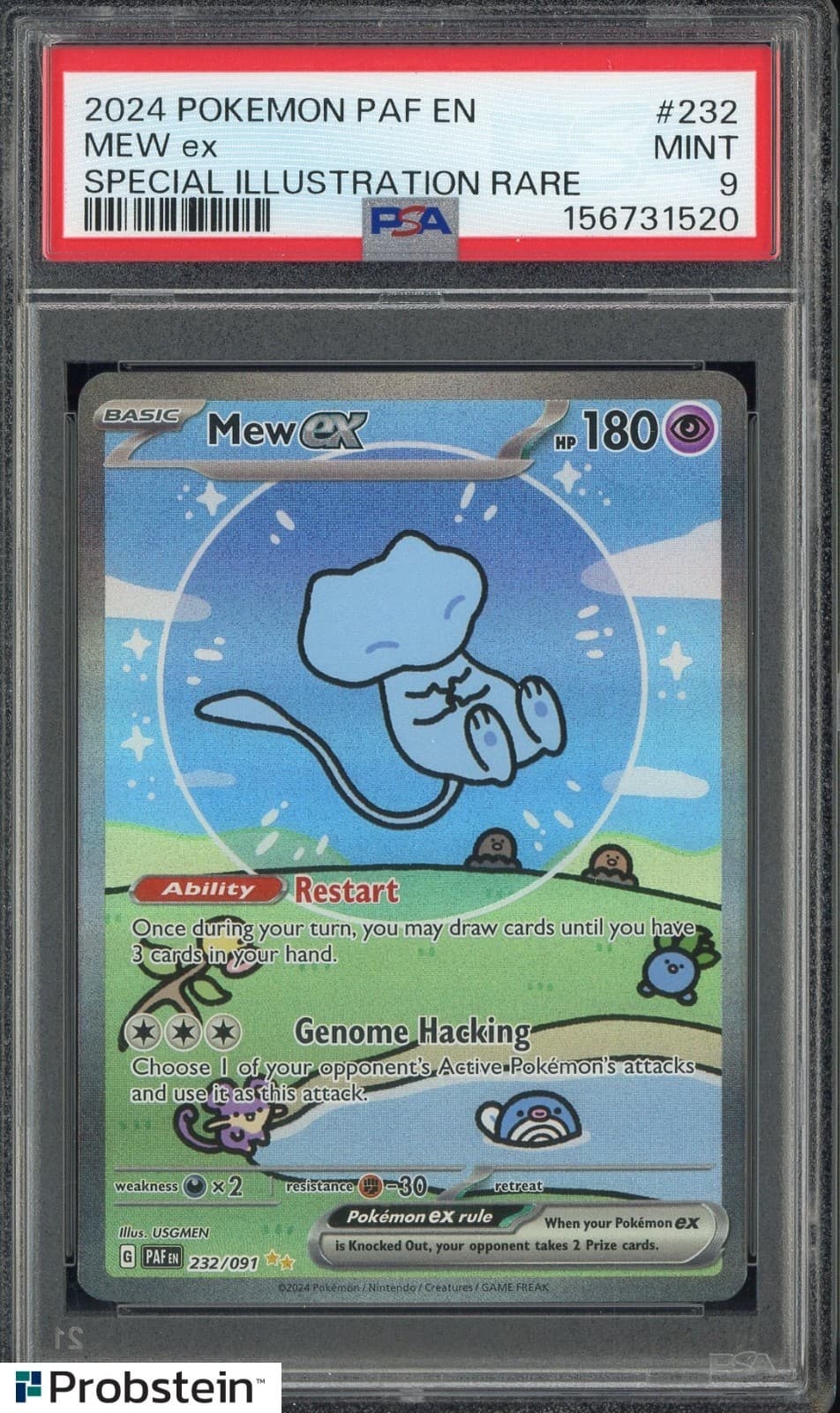 2024 Pokemon PAF EN Special Illustration Rare #232 Mew ex PSA 9 MINT