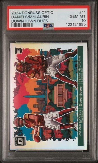 2024 Panini Donruss Optic Jayden Daniels/Terry McLaurin Downtown Duos #11 PSA 10