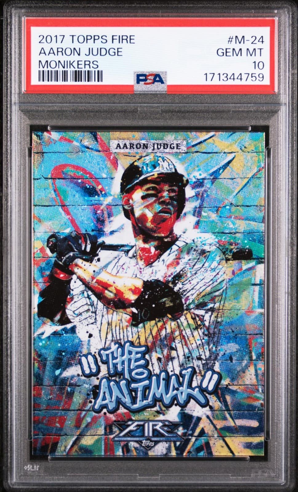 2017 Topps Fire Aaron Judge Rookie Monikers "The Animal" #M-24 PSA 10