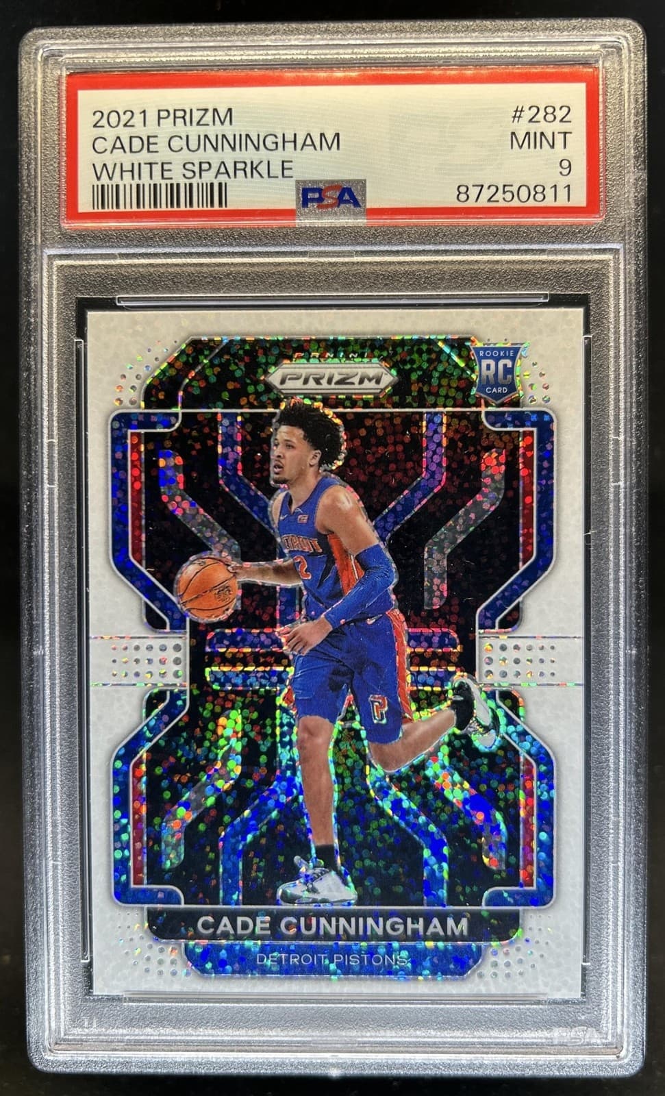 2021-22 Panini Prizm Cade Cunningham RC White Sparkle Rookie #282 Pistons PSA 9