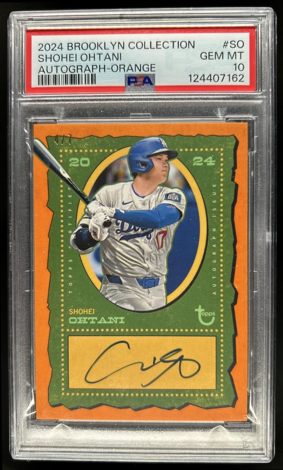 2024 Topps Brooklyn Collection Shohei Ohtani Auto Orange #/7 PSA 10 GEM MINT