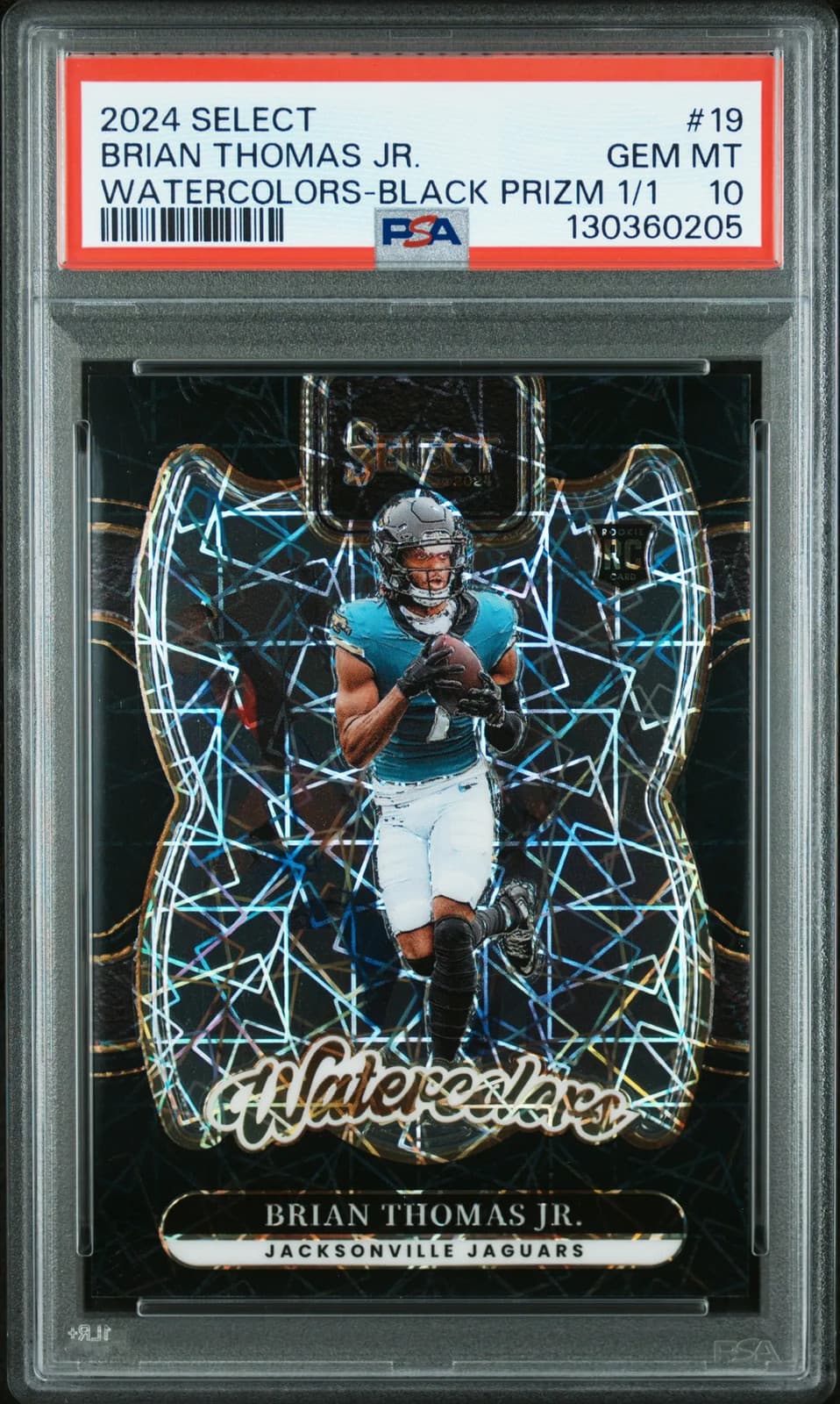 2024 Panini Select Watercolors Brian Thomas JR. #19 Black Prizm 1/1 PSA 10
